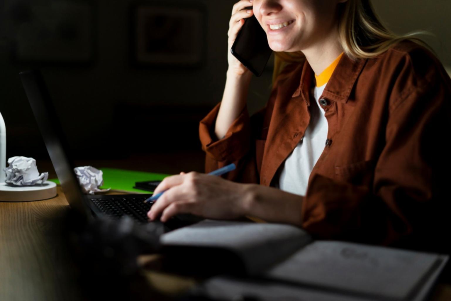 Financial consultation workspace with digital tools and documents